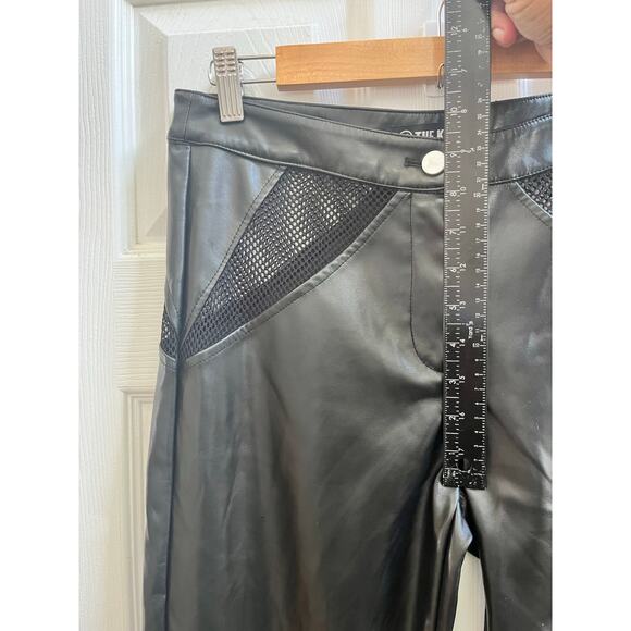 Kript Faux Leather Open Fish Net Panels Straight Leg Pant Large 31.5 Inch Inseam - Picture 5 of 12